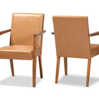 Baxton Studio Andrea Mid-Century Modern Tan Faux Leather Upholstered and Walnut Brown Finished Wood 2-Piece Armchair Set