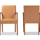 Baxton Studio Andrea Mid-Century Modern Tan Faux Leather Upholstered and Walnut Brown Finished Wood 2-Piece Armchair Set