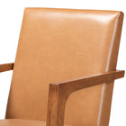 Baxton Studio Andrea Mid-Century Modern Tan Faux Leather Upholstered and Walnut Brown Finished Wood 2-Piece Armchair Set