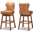 Baxton Studio Gradisca Modern and Contemporary Tan Faux Leather Upholstered and Walnut Brown Finished Wood 2-Piece Swivel Bar Stool Set