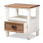 Baxton Studio Glynn Rustic Farmhouse Weathered Two-Tone White and Oak Brown Finished Wood 1-Drawer End Table