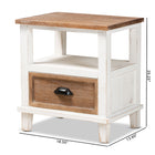 Baxton Studio Glynn Rustic Farmhouse Weathered Two-Tone White and Oak Brown Finished Wood 1-Drawer End Table
