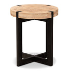Baxton Studio Horace Rustic and Industrial Natural Brown Finished Wood and Black Finished Metal End Table