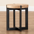 Baxton Studio Horace Rustic and Industrial Natural Brown Finished Wood and Black Finished Metal End Table