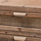 Baxton Studio Calida Mid-Century Modern Whitewashed Natural Brown Finished Wood and Rattan 3-Drawer Storage Cabinet