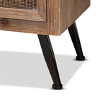 Baxton Studio Calida Mid-Century Modern Whitewashed Natural Brown Finished Wood and Rattan 3-Drawer Storage Cabinet