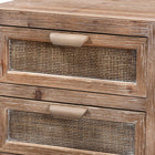 Baxton Studio Calida Mid-Century Modern Whitewashed Natural Brown Finished Wood and Rattan 2-Drawer End Table