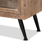 Baxton Studio Calida Mid-Century Modern Whitewashed Natural Brown Finished Wood and Rattan 2-Drawer End Table