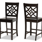 Baxton Studio Nicolette Modern and Contemporary Transitional Dark Brown Finished Wood 2-Piece Counter Stool Set