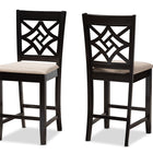Baxton Studio Nicolette Modern and Contemporary Sand Fabric Upholstered and Dark Brown Finished Wood 2-Piece Counter Stool Set