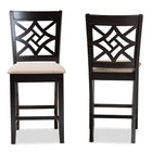Baxton Studio Nicolette Modern and Contemporary Sand Fabric Upholstered and Dark Brown Finished Wood 2-Piece Counter Stool Set