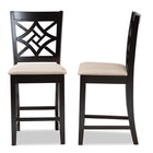 Baxton Studio Nicolette Modern and Contemporary Sand Fabric Upholstered and Dark Brown Finished Wood 2-Piece Counter Stool Set