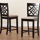 Baxton Studio Nicolette Modern and Contemporary Sand Fabric Upholstered and Dark Brown Finished Wood 2-Piece Counter Stool Set