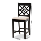 Baxton Studio Nicolette Modern and Contemporary Sand Fabric Upholstered and Dark Brown Finished Wood 2-Piece Counter Stool Set