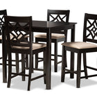 Baxton Studio Nicolette Modern and Contemporary Sand Fabric Upholstered and Dark Brown Finished Wood 5-Piece Pub Set