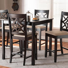 Baxton Studio Nicolette Modern and Contemporary Sand Fabric Upholstered and Dark Brown Finished Wood 5-Piece Pub Set