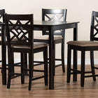 Baxton Studio Nicolette Modern and Contemporary Sand Fabric Upholstered and Dark Brown Finished Wood 5-Piece Pub Set
