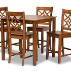Baxton Studio Nicolette Modern and Contemporary Walnut Brown Finished Wood 5-Piece Pub Set