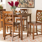 Baxton Studio Nicolette Modern and Contemporary Walnut Brown Finished Wood 5-Piece Pub Set