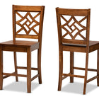Baxton Studio Nicolette Modern and Contemporary Transitional Walnut Brown Finished Wood 2-Piece Counter Stool Set