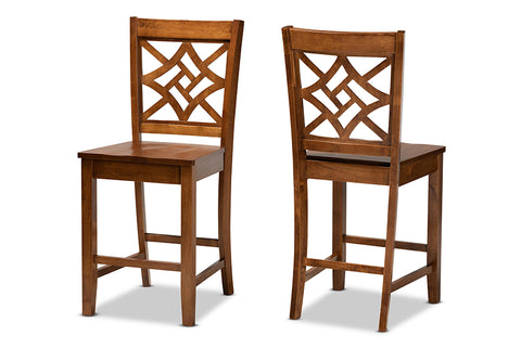 Baxton Studio Nicolette Modern and Contemporary Transitional Walnut Brown Finished Wood 2-Piece Counter Stool Set