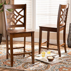Baxton Studio Nicolette Modern and Contemporary Transitional Walnut Brown Finished Wood 2-Piece Counter Stool Set