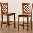 Baxton Studio Nicolette Modern and Contemporary Transitional Walnut Brown Finished Wood 2-Piece Counter Stool Set