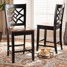 Baxton Studio Nicolette Modern and Contemporary Two-Tone Dark Brown and Walnut Brown Finished Wood 2-Piece Counter Stool Set