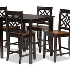 Baxton Studio Nicolette Modern and Contemporary Two-Tone Dark Brown and Walnut Brown Finished Wood 5-Piece Pub Set