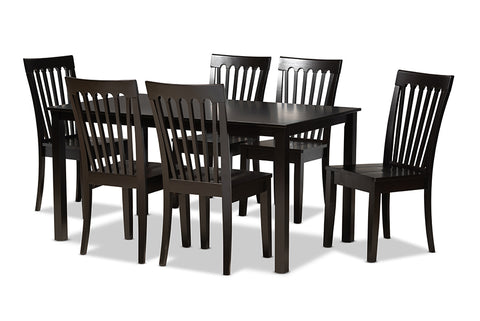 Baxton Studio Erion Modern and Contemporary Dark Brown Finished Wood 7-Piece Dining Set