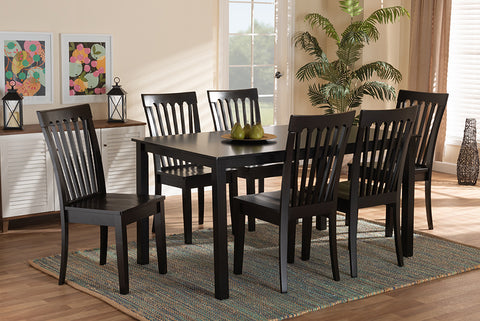 Baxton Studio Erion Modern and Contemporary Dark Brown Finished Wood 7-Piece Dining Set