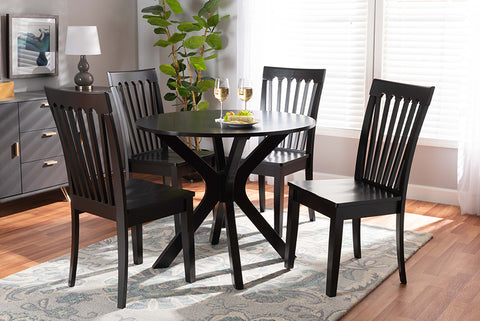 Baxton Studio Zora Modern and Contemporary Dark Brown Finished Wood 5-Piece Dining Set