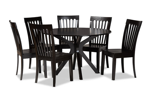 Baxton Studio Zora Modern and Contemporary Dark Brown Finished Wood 7-Piece Dining Set