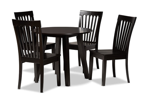 Baxton Studio Zala Modern and Contemporary Dark Brown Finished Wood 5-Piece Dining Set