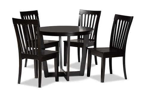 Baxton Studio Sasa Modern and Contemporary Dark Brown Finished Wood 5-Piece Dining Set