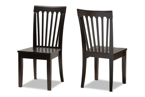 Baxton Studio Minette Modern and Contemporary Transitional Dark Brown Finished Wood 2-Piece Dining Chair Set