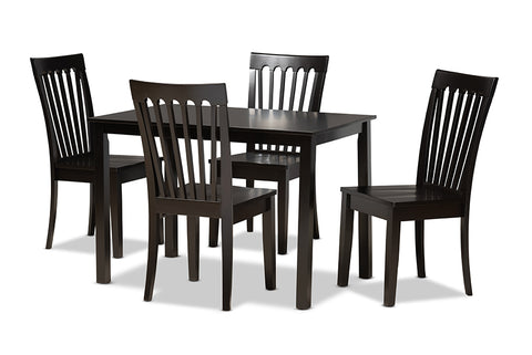 Baxton Studio Erion Modern and Contemporary Dark Brown Finished Wood 5-Piece Dining Set
