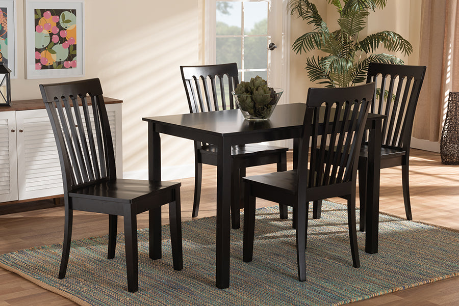 Baxton Studio Erion Modern and Contemporary Dark Brown Finished Wood 5-Piece Dining Set