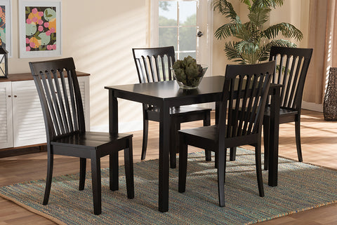 Baxton Studio Erion Modern and Contemporary Dark Brown Finished Wood 5-Piece Dining Set