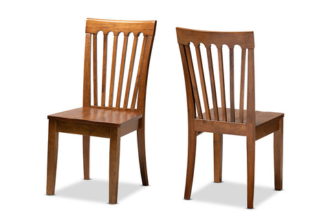 Baxton Studio Minette Modern and Contemporary Transitional Walnut Brown Finished Wood 2-Piece Dining Chair Set