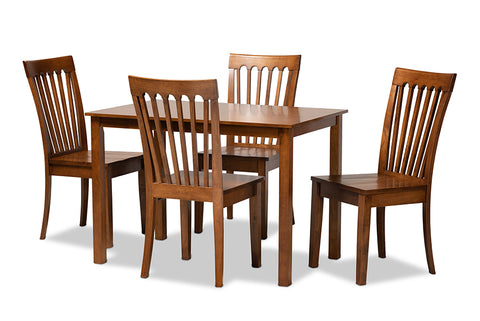 Baxton Studio Erion Modern and Contemporary Walnut Brown Finished Wood 5-Piece Dining Set