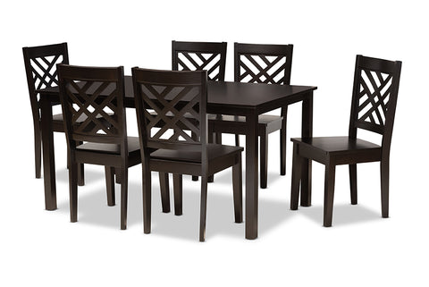 Baxton Studio Ani Modern and Contemporary Dark Brown Finished Wood 7-Piece Dining Set