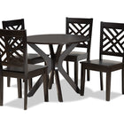 Baxton Studio Ela Modern and Contemporary Dark Brown Finished Wood 5-Piece Dining Set