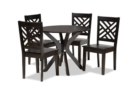 Baxton Studio Ela Modern and Contemporary Dark Brown Finished Wood 5-Piece Dining Set