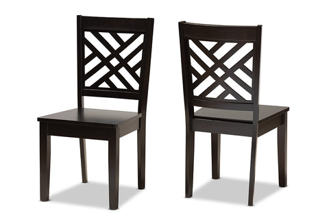 Baxton Studio Caron Modern and Contemporary Transitional Dark Brown Finished Wood 2-Piece Dining Chair Set