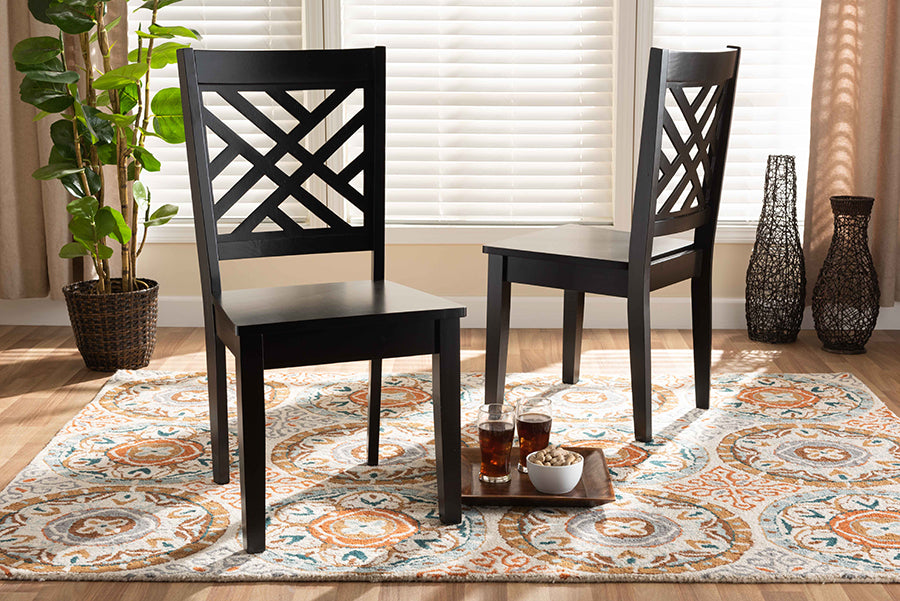 Baxton Studio Caron Modern and Contemporary Transitional Dark Brown Finished Wood 2-Piece Dining Chair Set