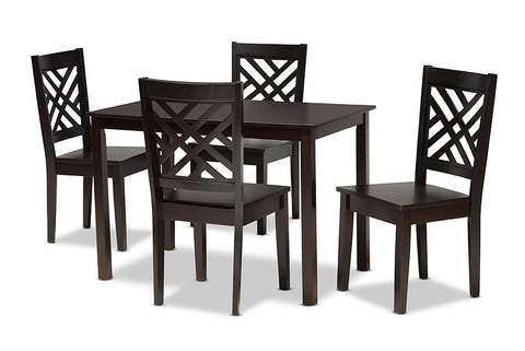 Baxton Studio Ani Modern and Contemporary Dark Brown Finished Wood 5-Piece Dining Set