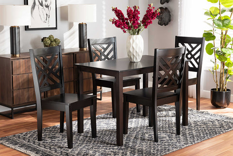 Baxton Studio Ani Modern and Contemporary Dark Brown Finished Wood 5-Piece Dining Set