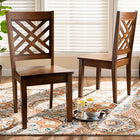 Baxton Studio Caron Modern and Contemporary Transitional Walnut Brown Finished Wood 2-Piece Dining Chair Set