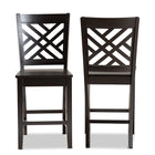 Baxton Studio Caron Modern and Contemporary Transitional Dark Brown Finished Wood 2-Piece Counter Stool Set